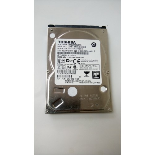 Toshiba 2.5 750GB Sata HDD